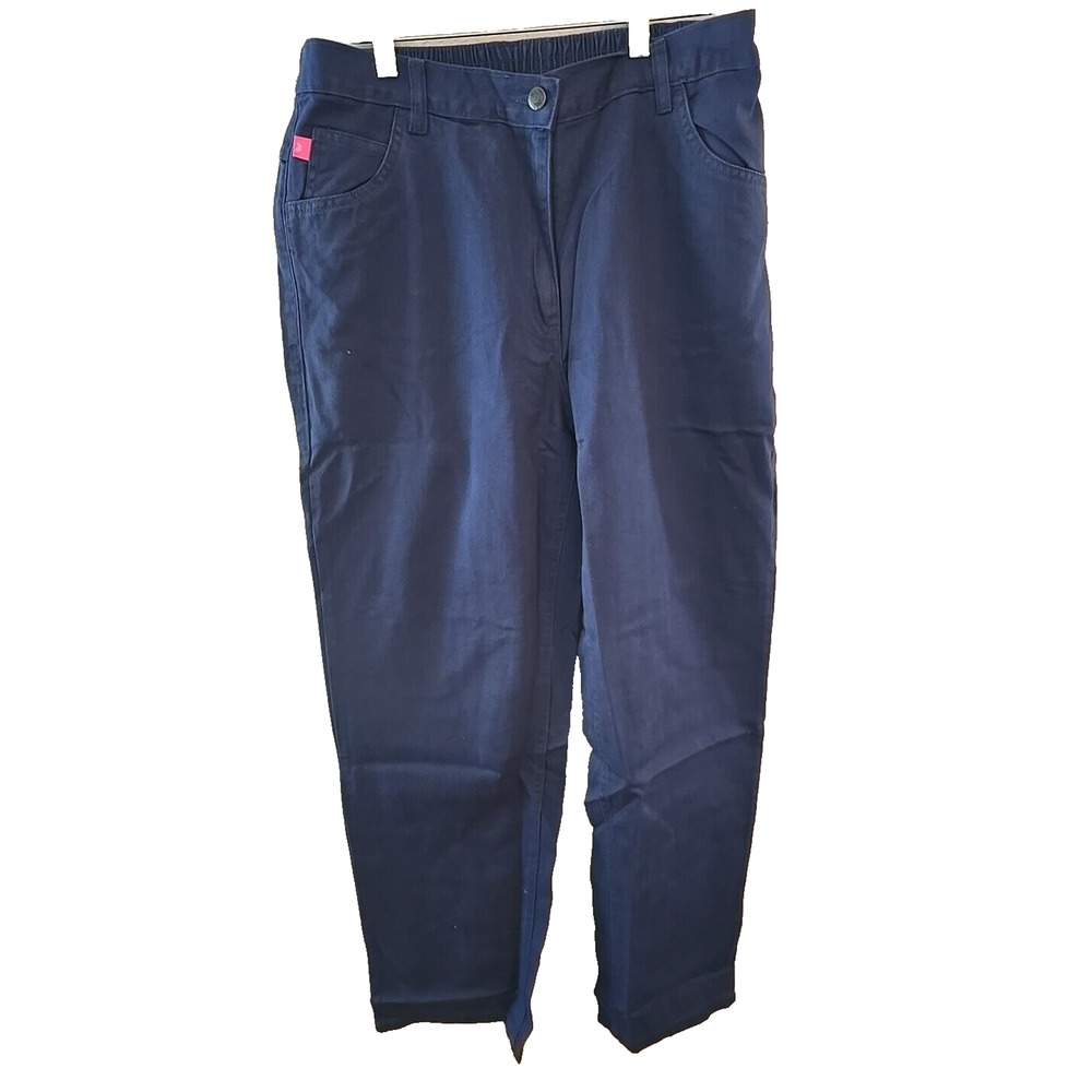 Woman Within Navy Blue‎ Chino Straight Leg High Rise Pants Womans Plus Size 14WP